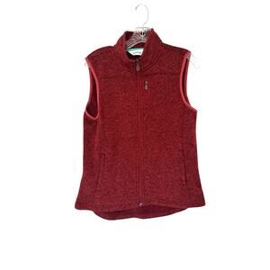 Orvis Women's Vest‎ Red Microfleece Outdoor Gorpcore Full Zip Mockneck Medium